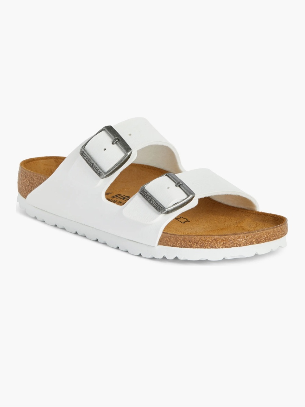 Birkenstock White Double-Buckle Slide Sandals